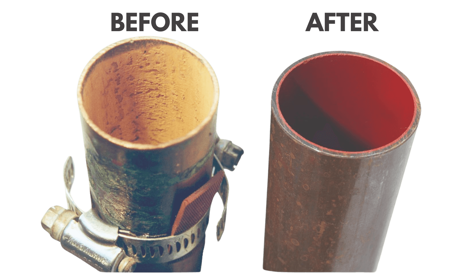 Copper Potable Water pipes before and after