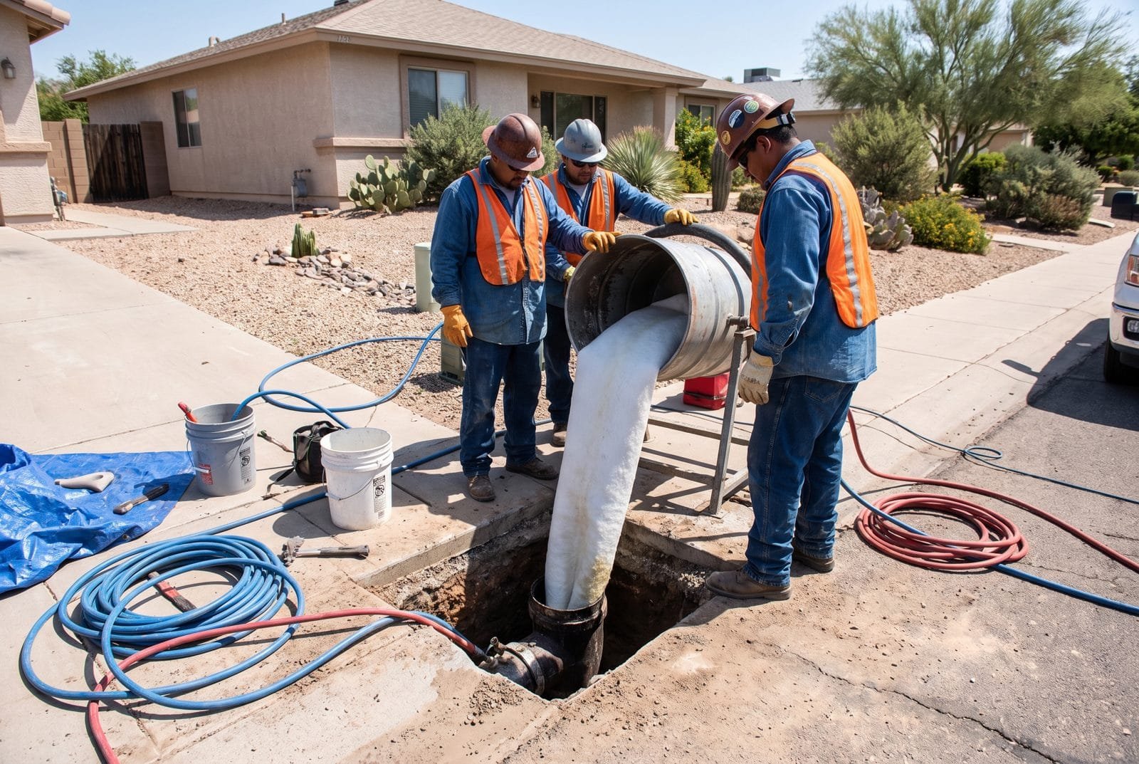CIPP pipelining process demonstrating trenchless technology for sewer repairs