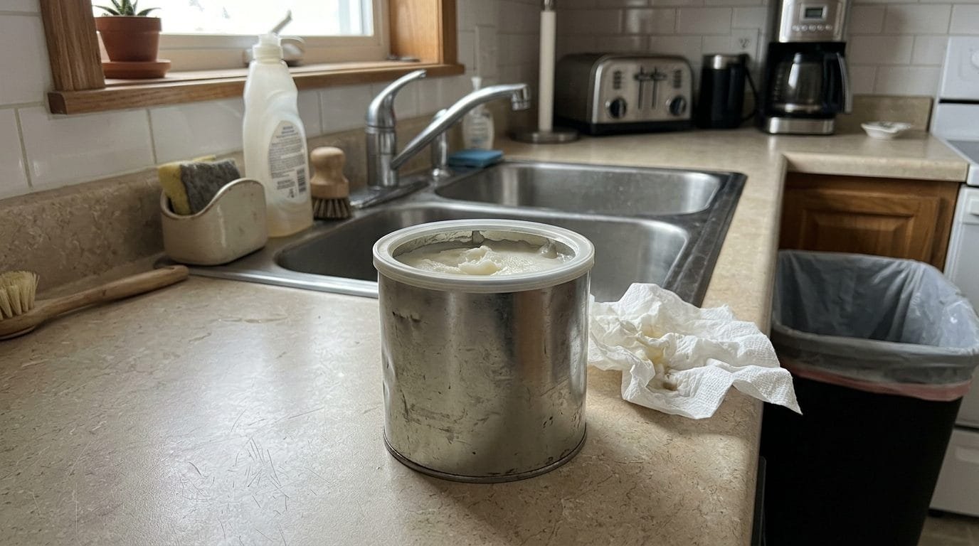 Cooking grease collected in a can instead of poured down the drain