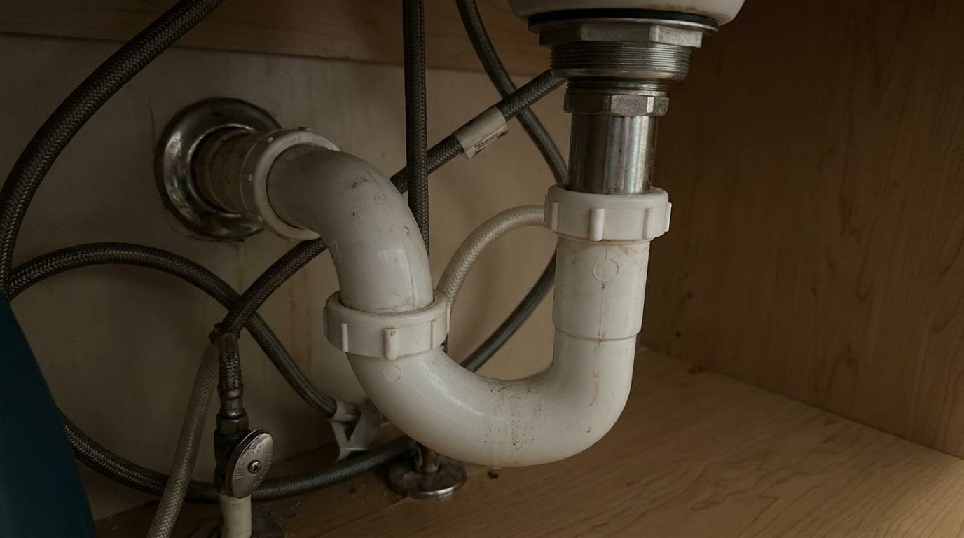 Checking the pipework under a sink when water bills rise without explanation