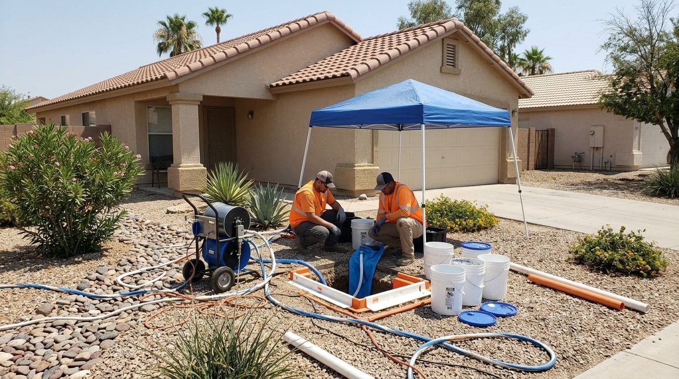 Trained crew carrying out a pipe lining job at an Arizona home