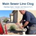 Technician feeding a drain cable into a sewer cleanout in a Phoenix front yard